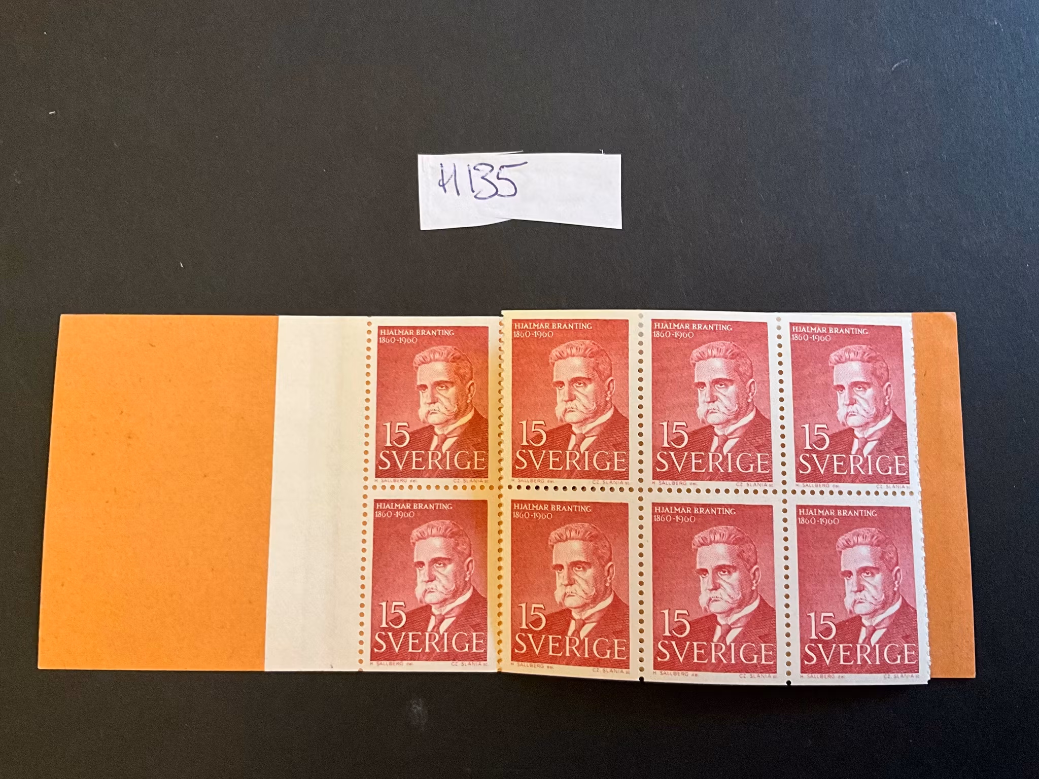Hjalmar Branting postfriskt häfte, billigaste nyans