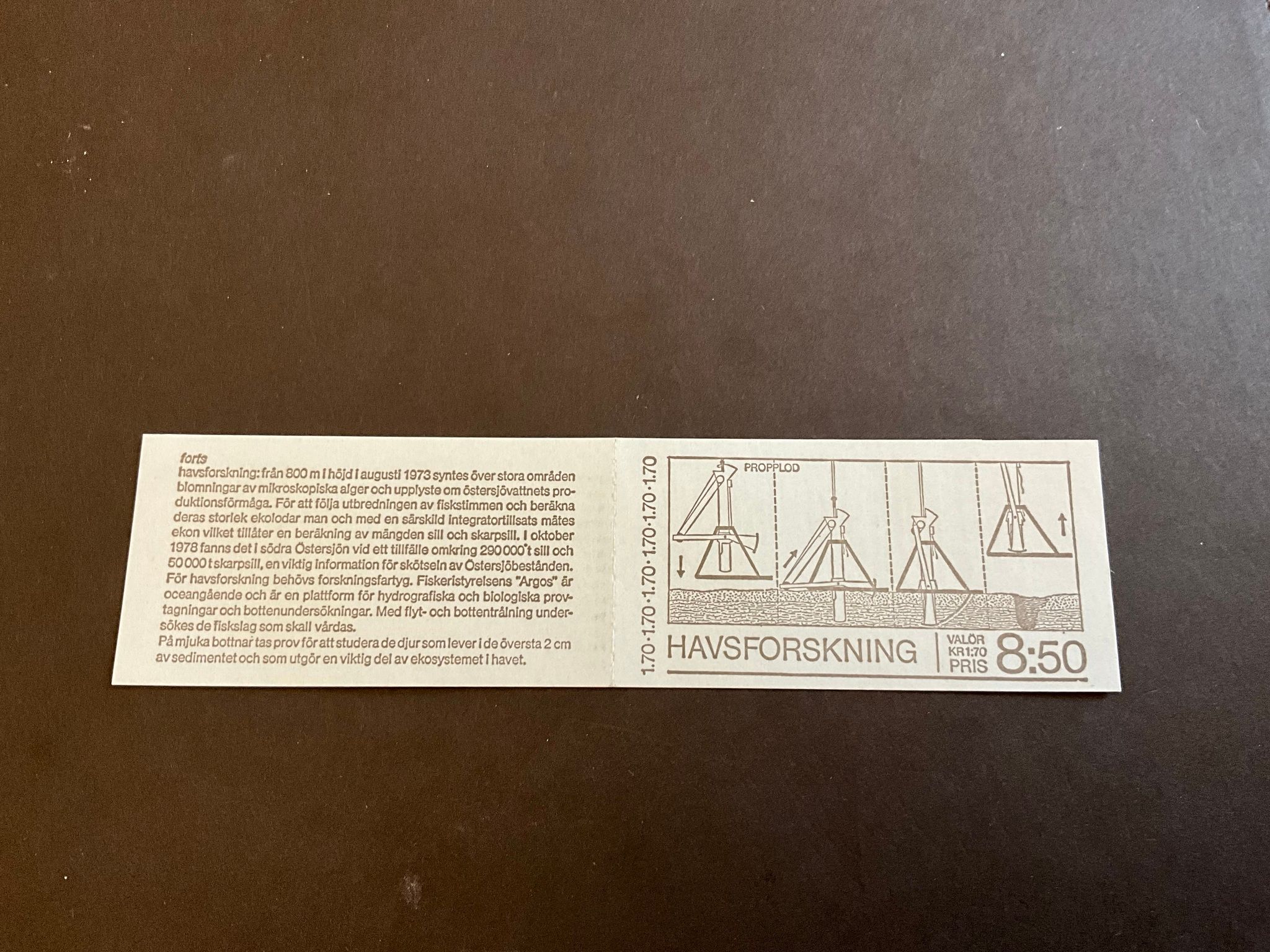 Havsforskning postfriskt häfte  5x1,70 kronor