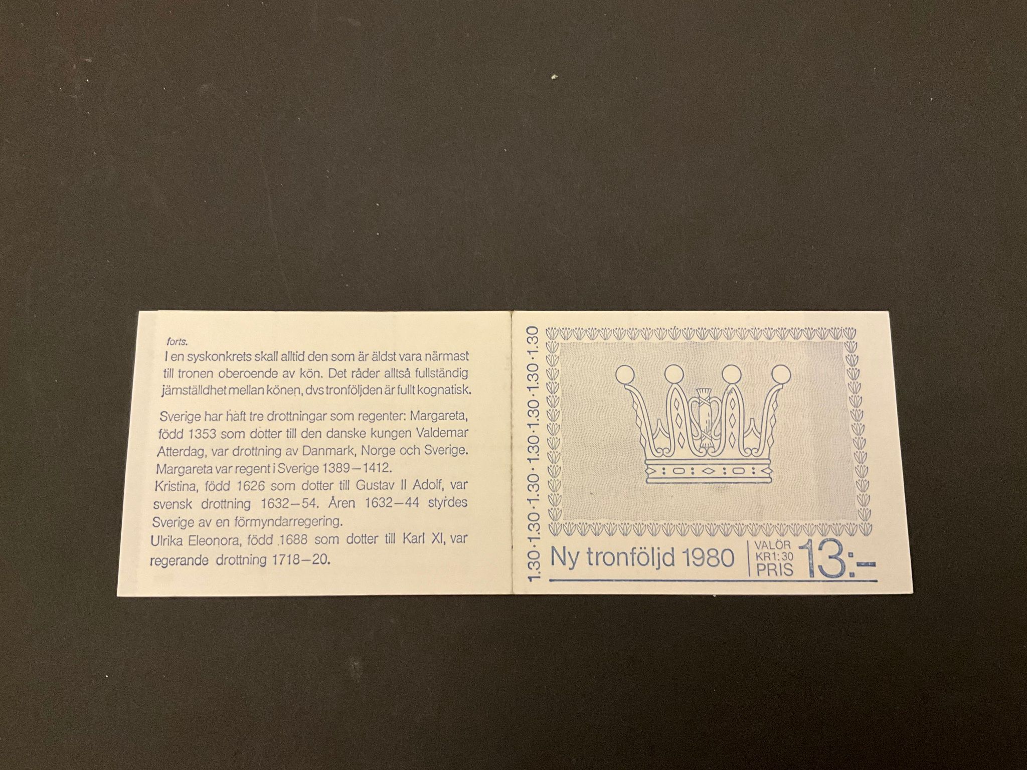 Ny tronföljd 1980 postfriskt häfte