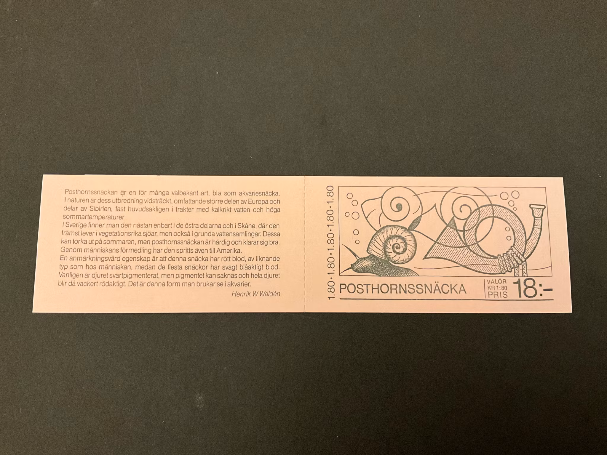 Posthornssnäcka postfriskt häfte