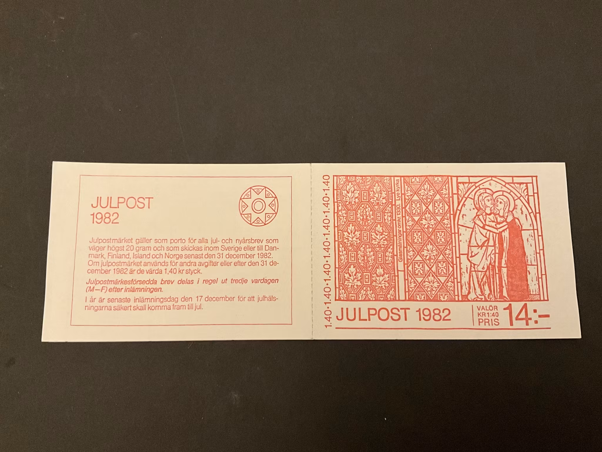 Julpost inrikes 1982 postfriskt häfte
