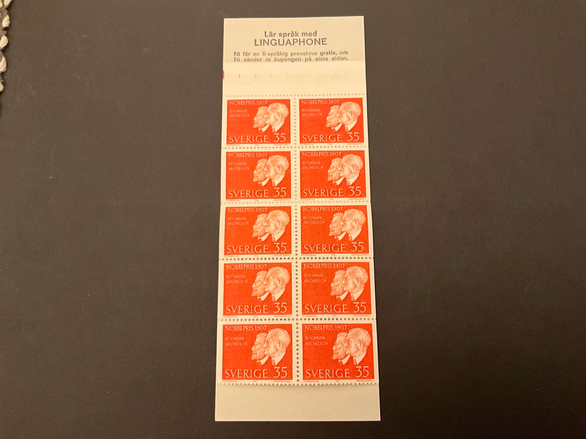 Nobelpris 1907 postfriskt häfte