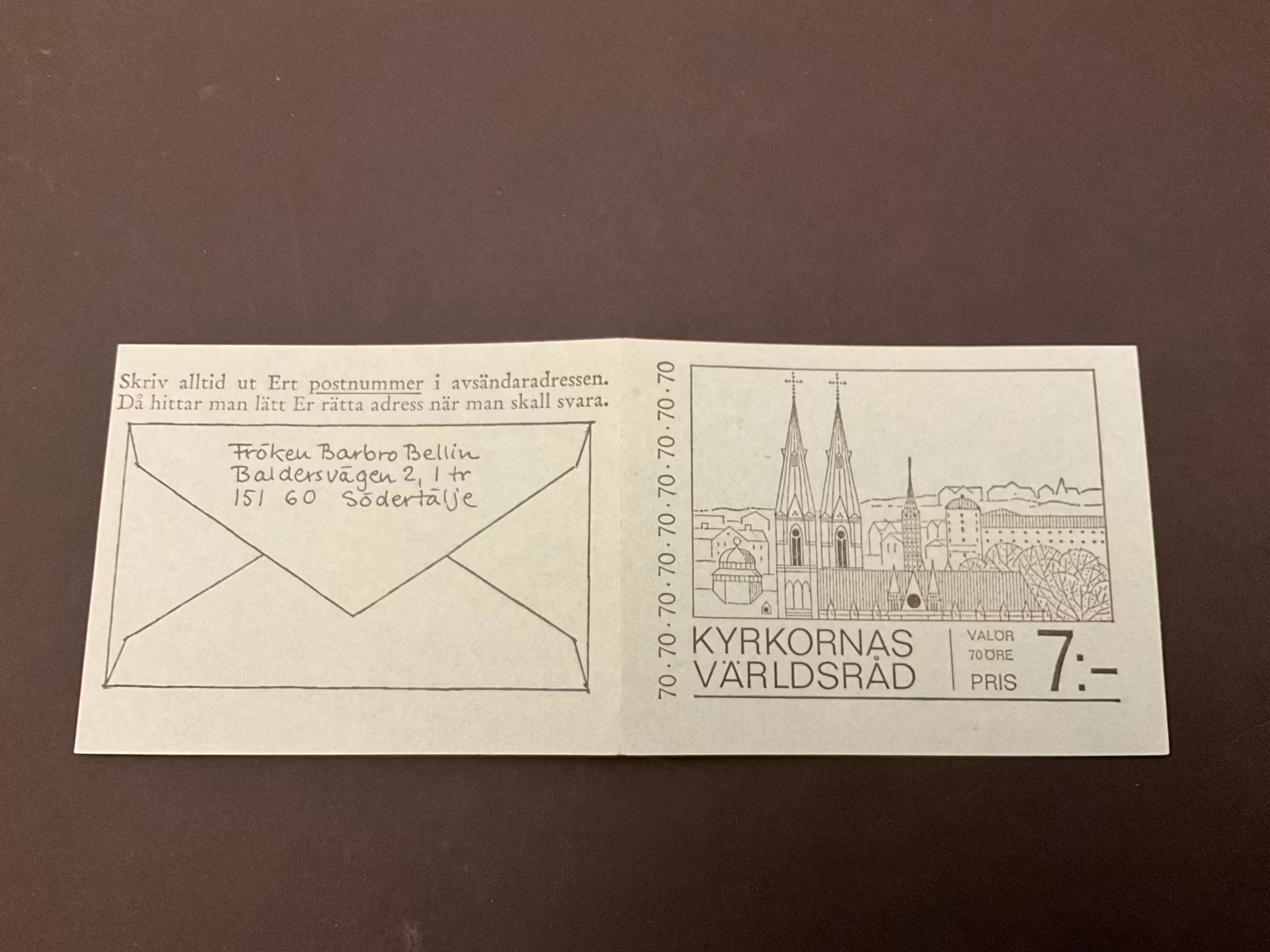 Kyrkornas Världsråd 1968 postfriskt häfte
