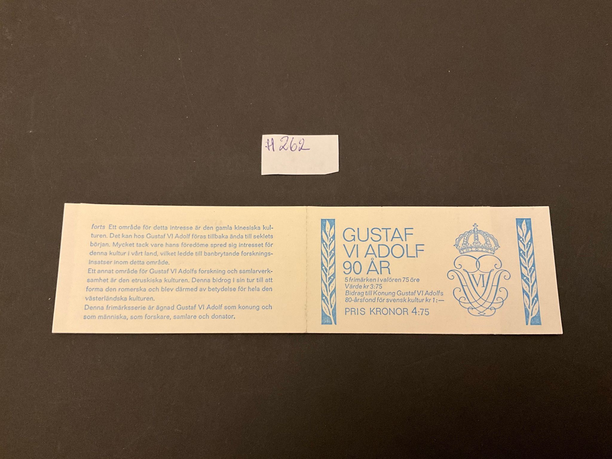 Gustaf VI Adolf 90 år postfriskt häfte