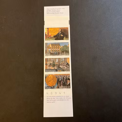 Alfred Nobels testamente postfriskt häfte med kontrollnummer