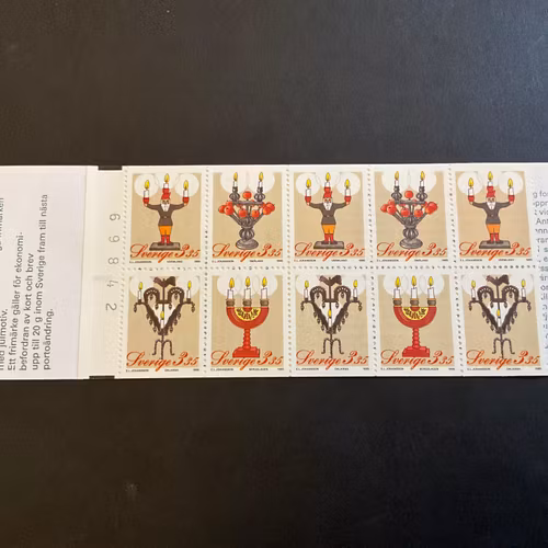 Julpost inrikes 1995 postfriskt häfte med kontrollnummer