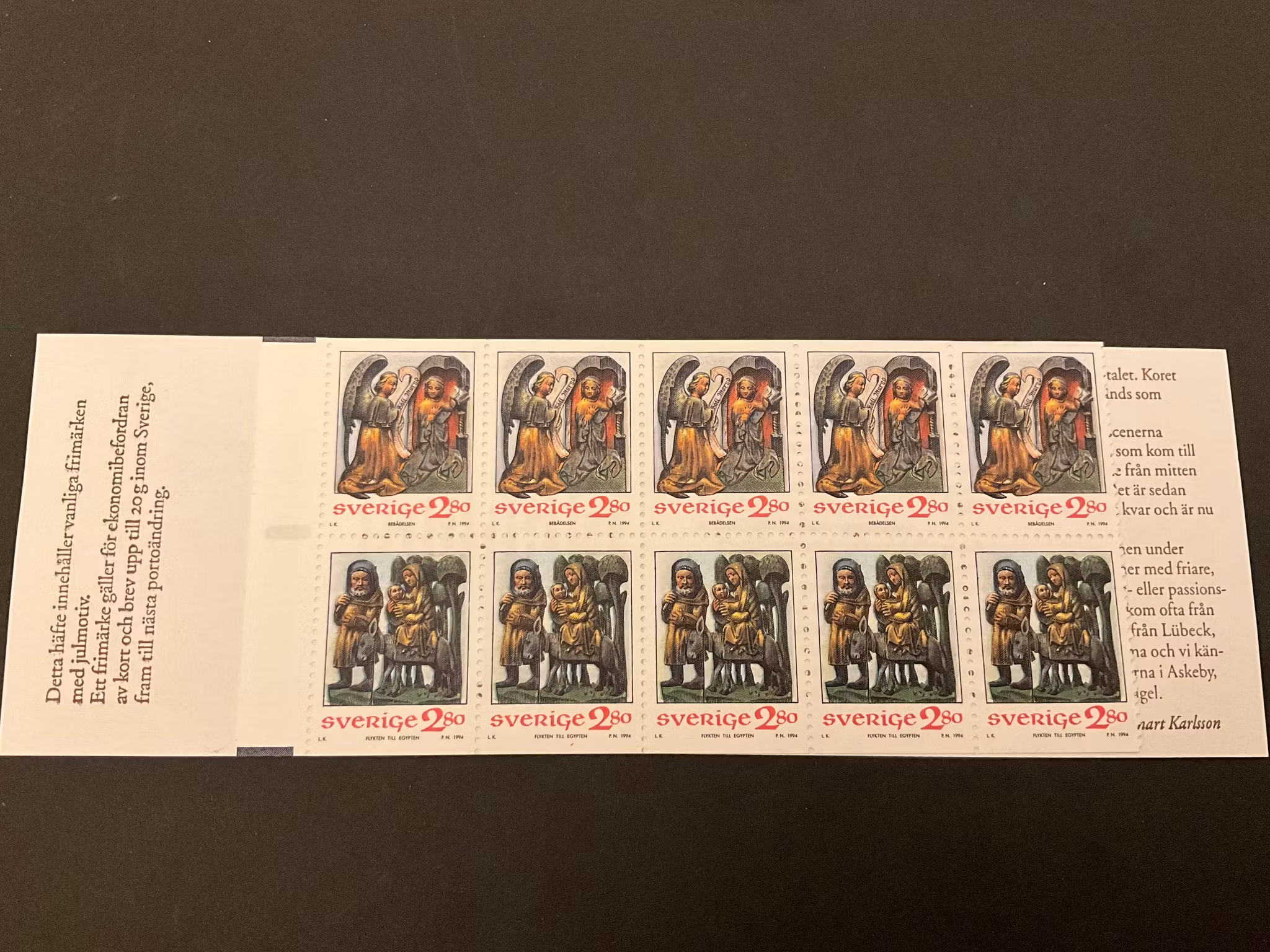 Inrikes julpost 1994 postfriskt häfte