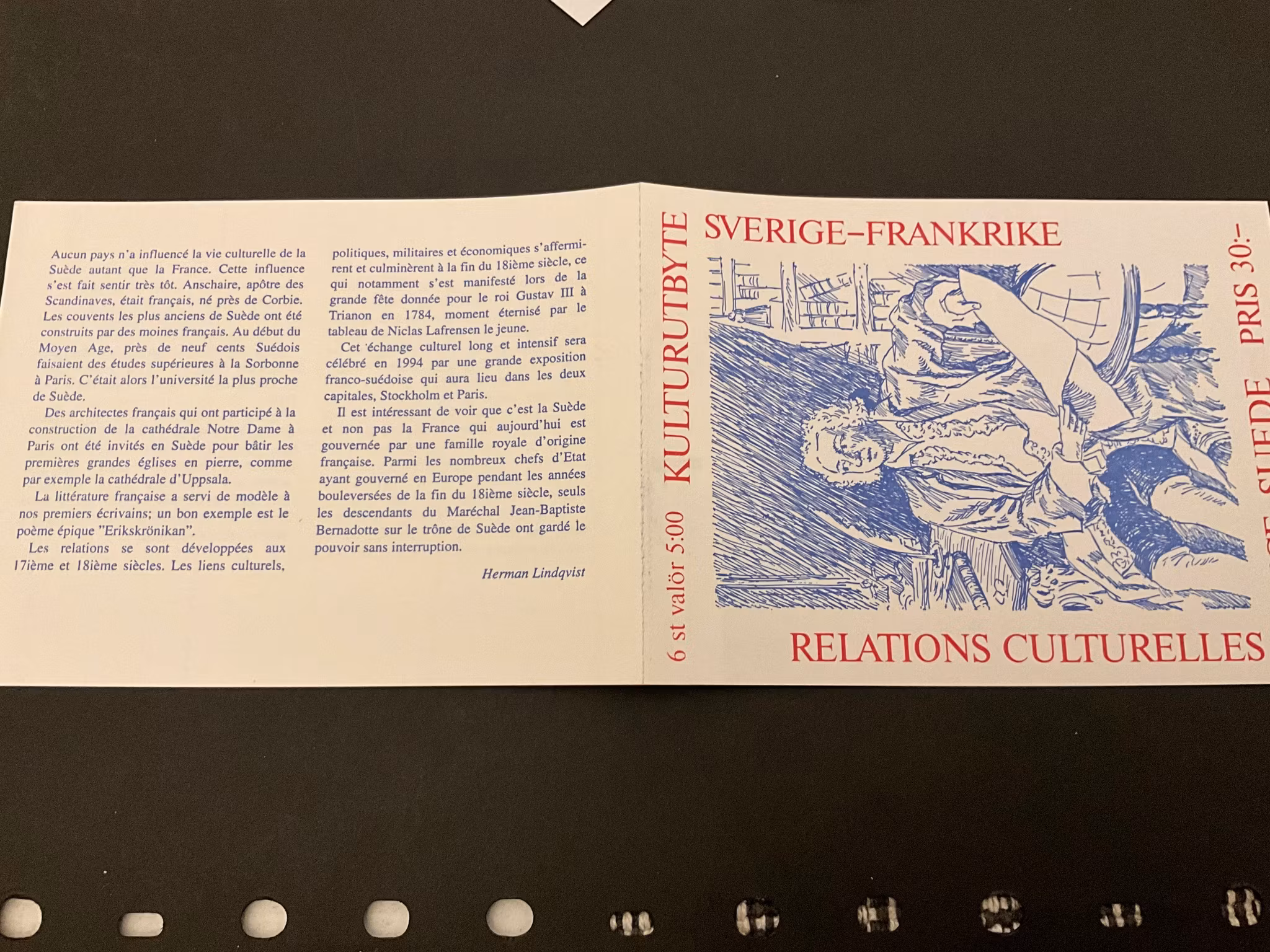 Kulturutbyte Sverige-Frankrike postfriskt häfte