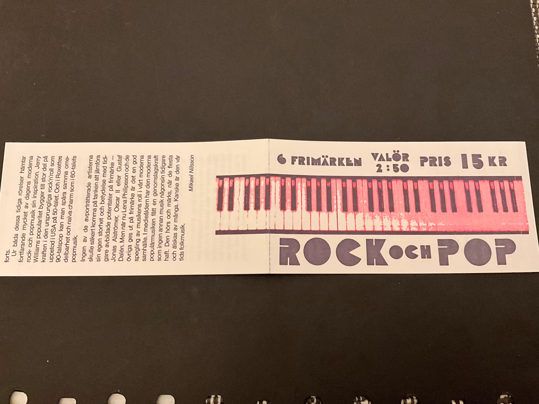 Rock och pop 1991 postfriskt häfte med cylindersiffra 2