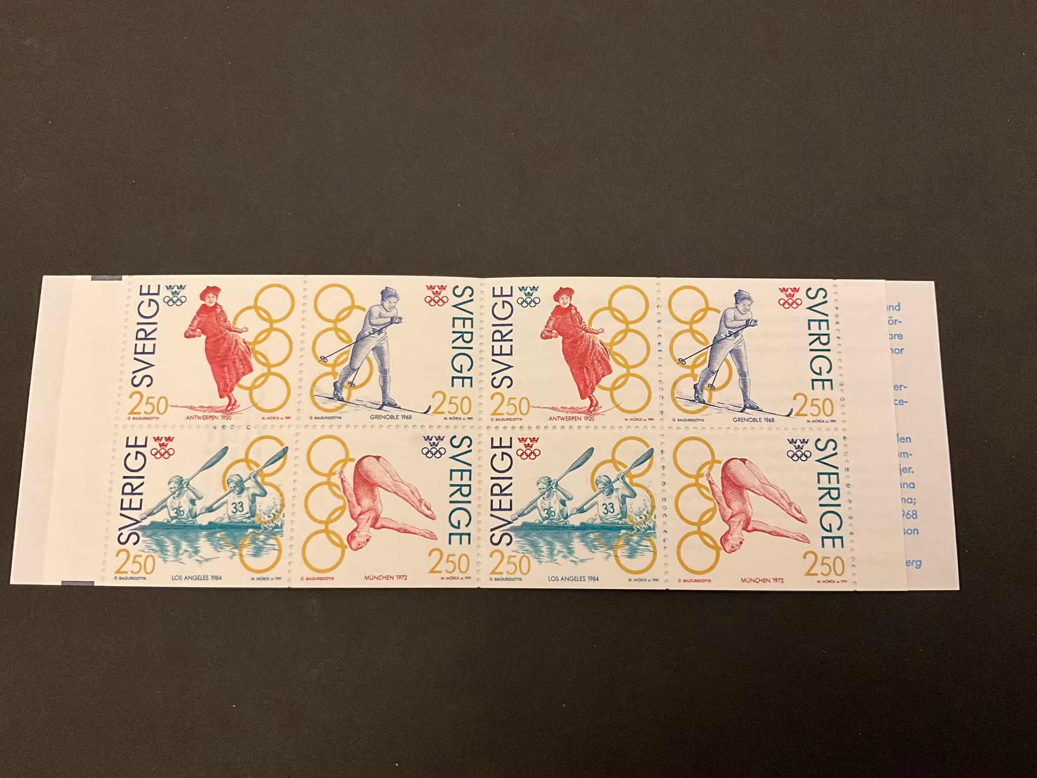 Olympiskt guld I postfriskt häfte
