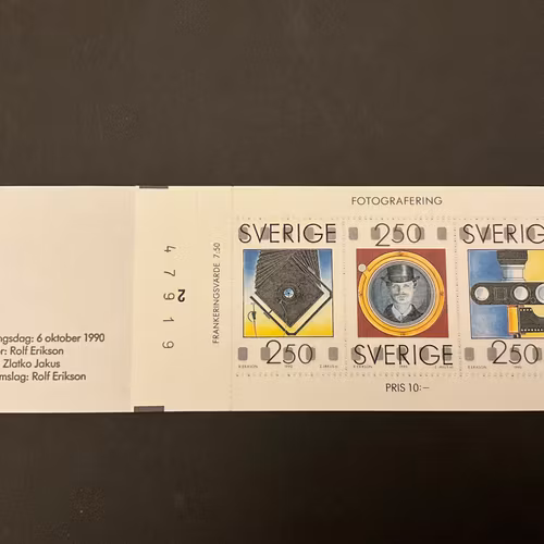 Fotografering postfriskt häfte med cylindersiffra 2 och kontrollnummer