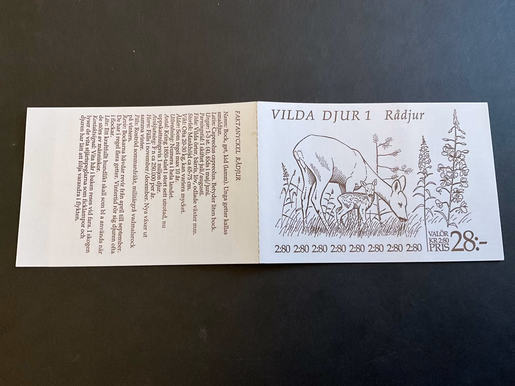 Vilda djur 1 postfriskt häfte med kontrollnummer