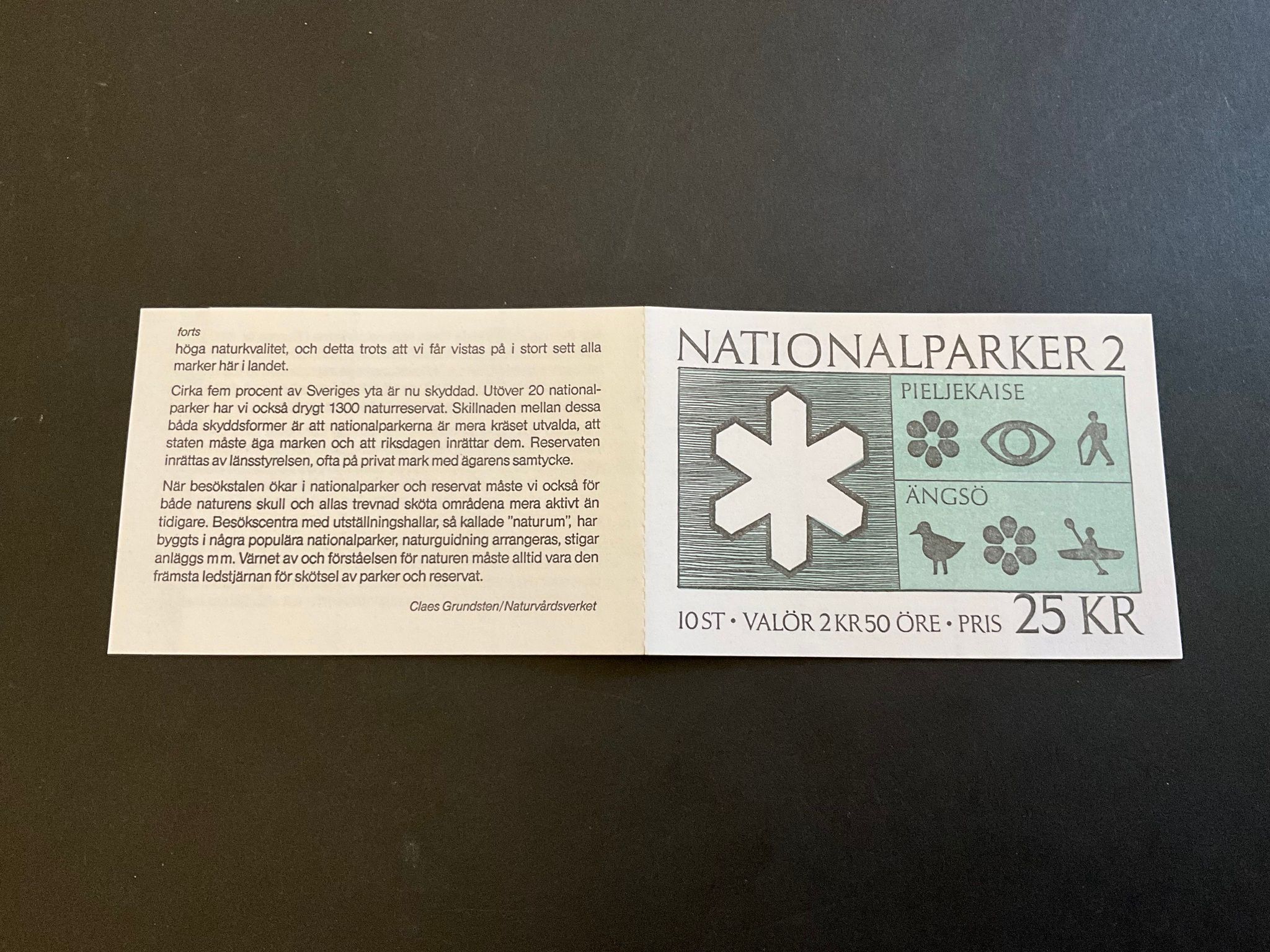 Nationalparker 2 1990 postfriskt häfte med kontrollnummer