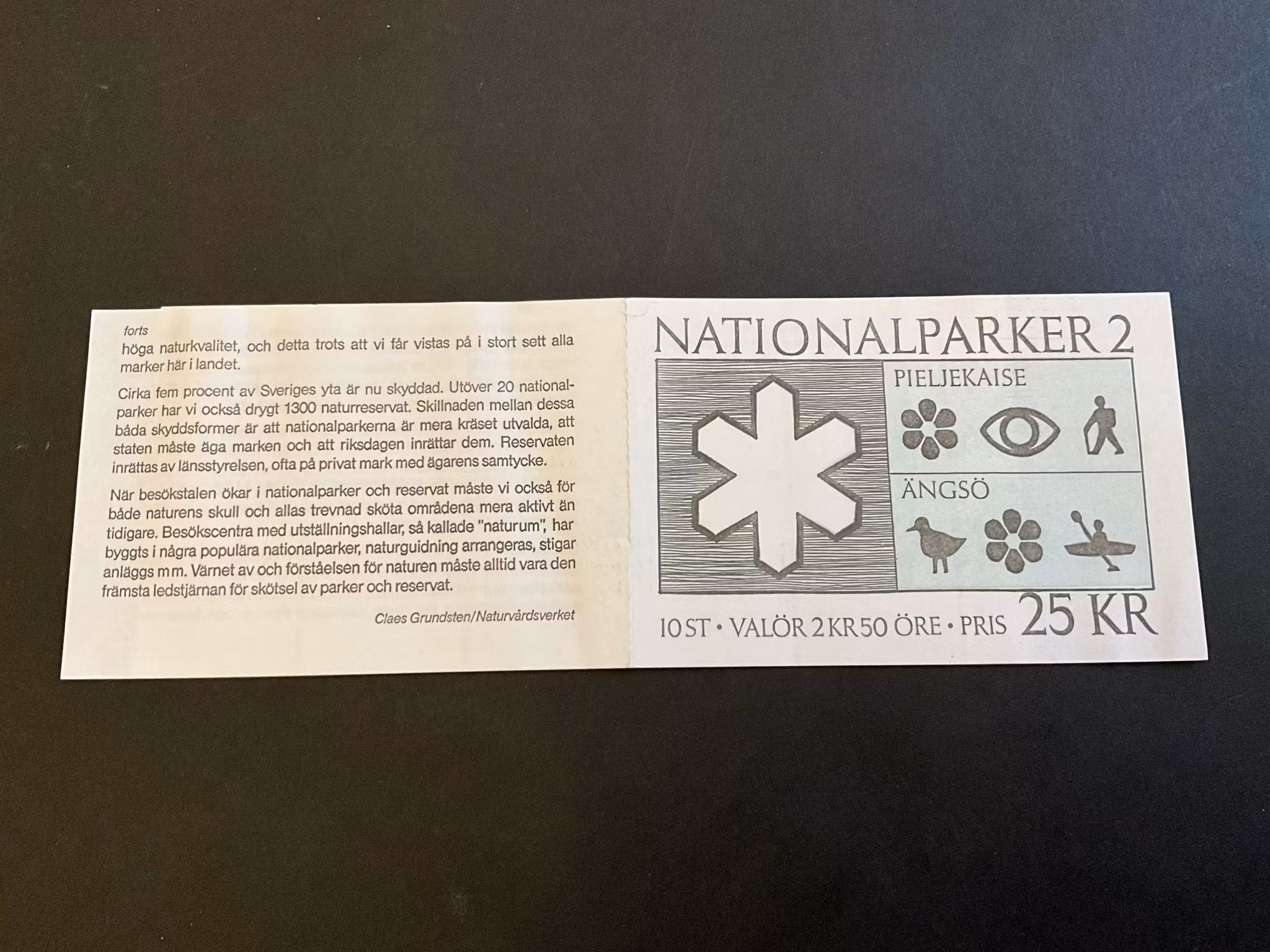Nationalparker 2 1990 postfriskt häfte med kontrollnummer