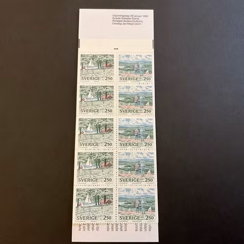 Nationalparker 2 1990 postfriskt häfte med cylindersiffra 1