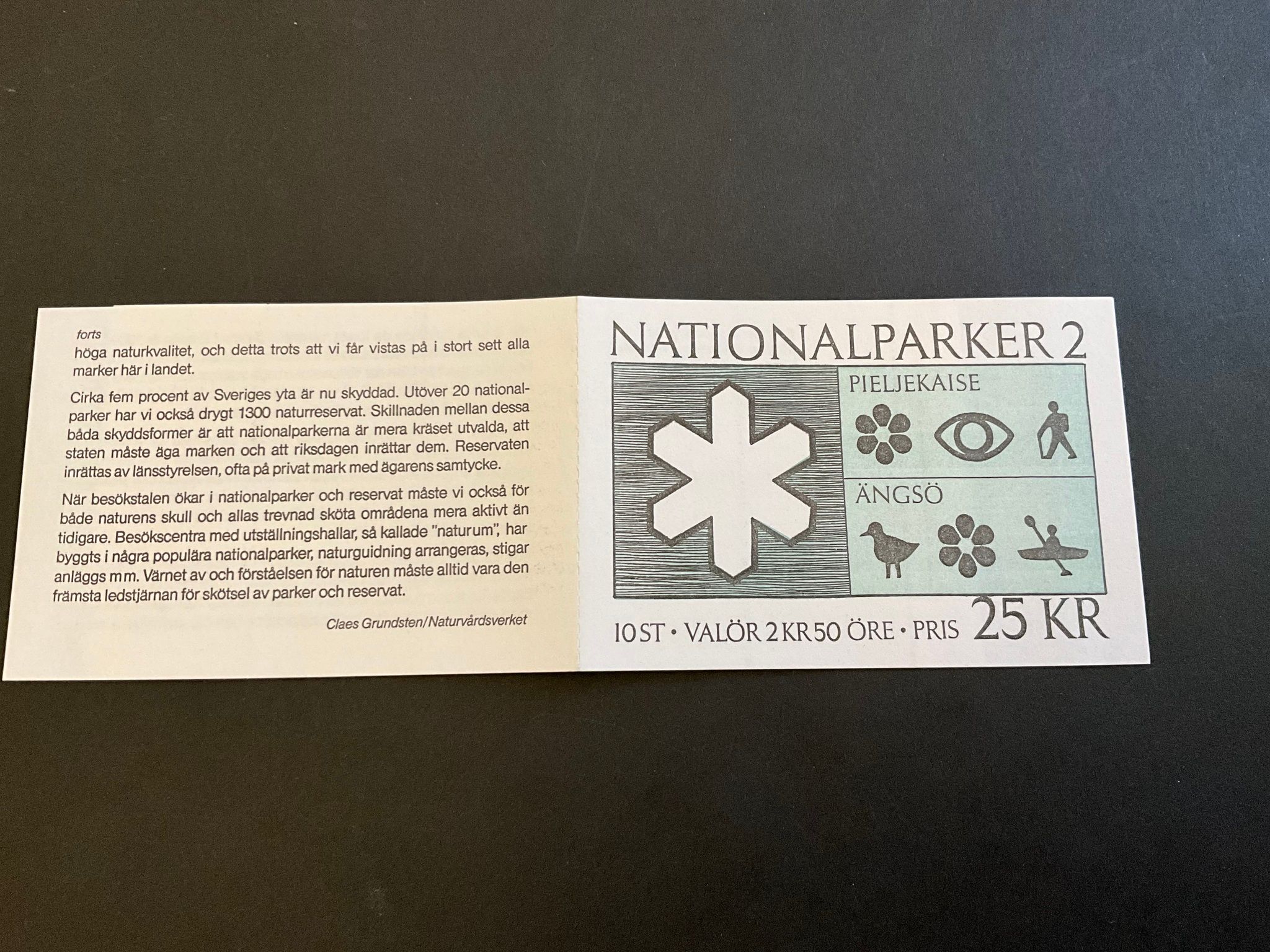 Nationalparker 2 1990 postfriskt häfte med cylindersiffra 1