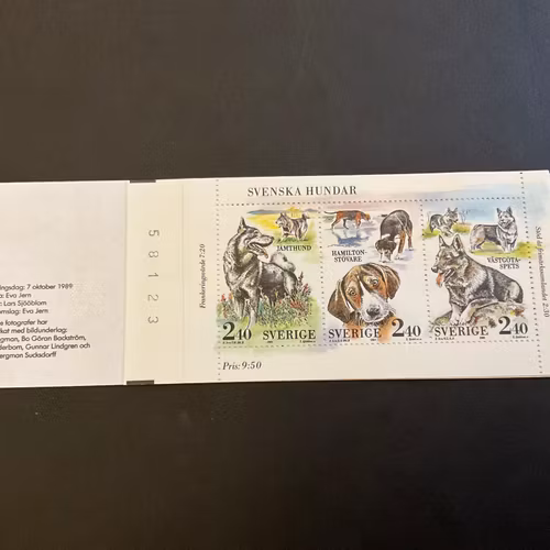Svenska hundar postfriskt häfte med kontrollnummer