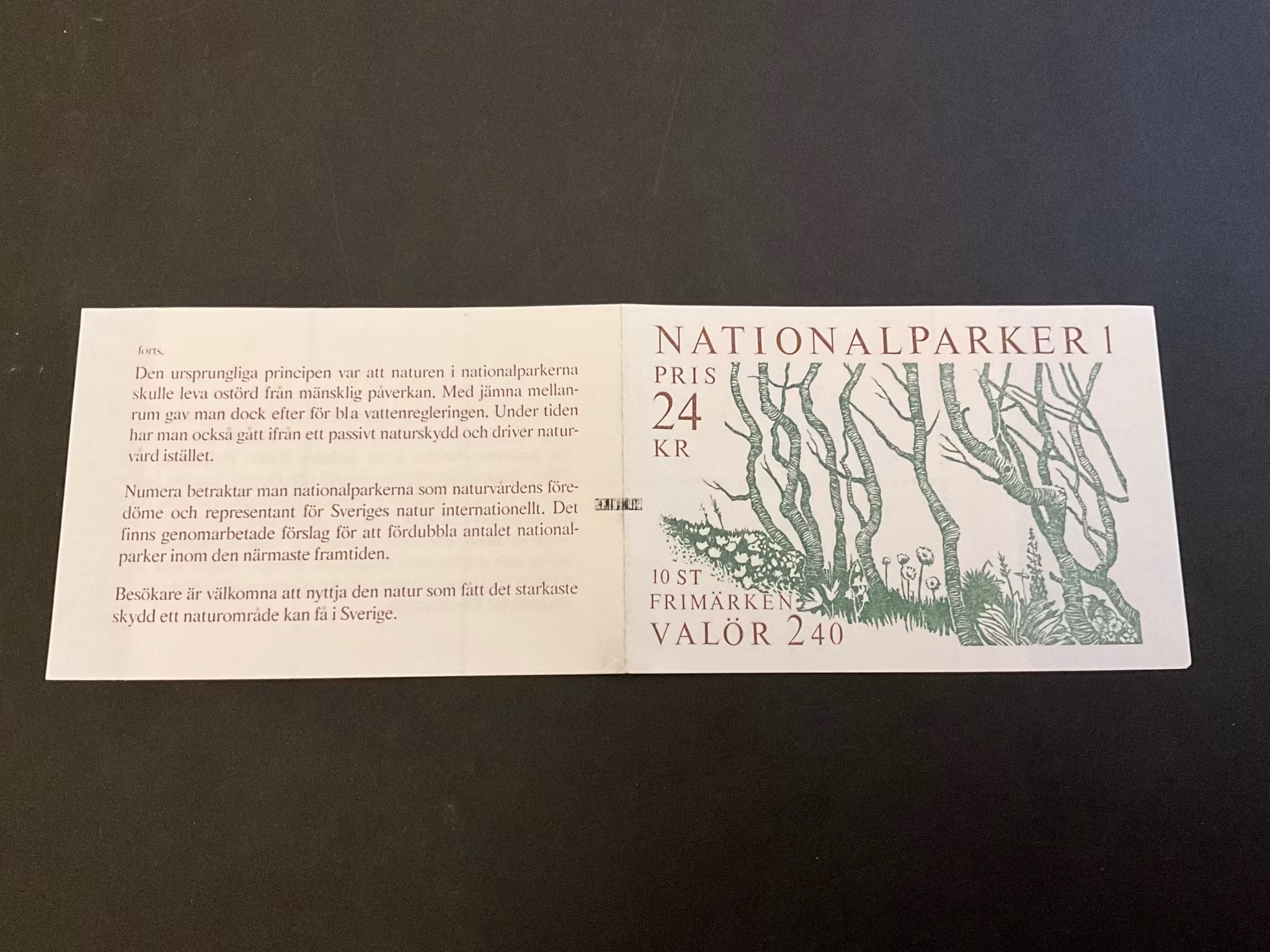 Nationalparker I 1989 postfriskt häfte med ryggtryck