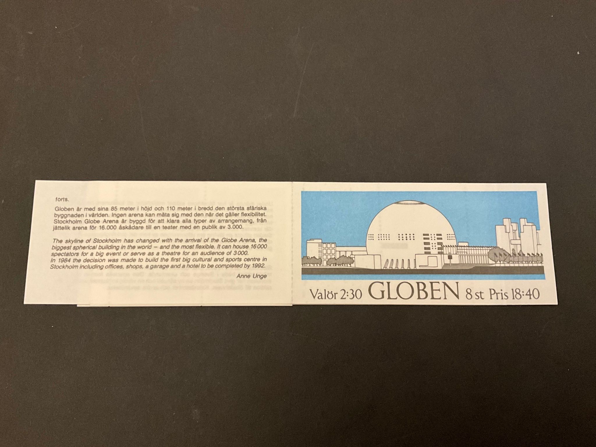 Globen postfriskt häfte med ovandel av cylindersiffra 2