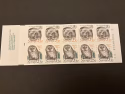 Djur i hotad miljö 1989 postfriskt häfte med cylindersiffra 1