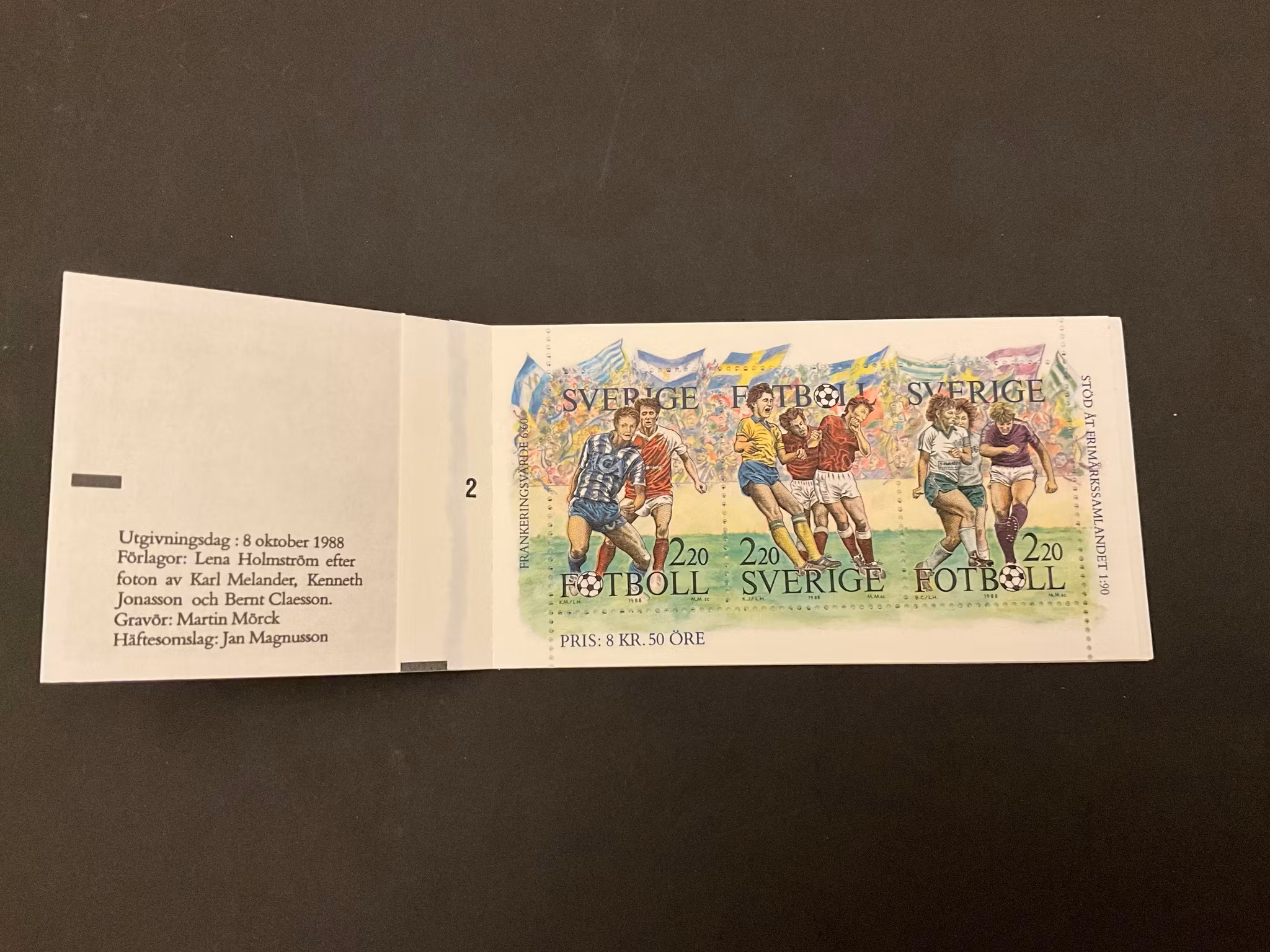 Fotboll 1988 postfriskt häfte med cylindersiffra 2