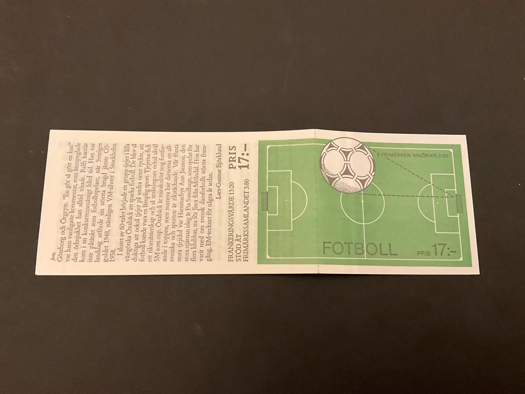 Fotboll 1988 postfriskt häfte med cylindersiffra 2