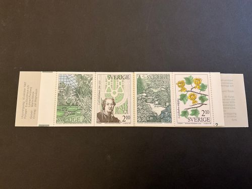 Botaniska trädgårdar postfriskt häfte med halv cylindersiffra 2, litet veck i omslag