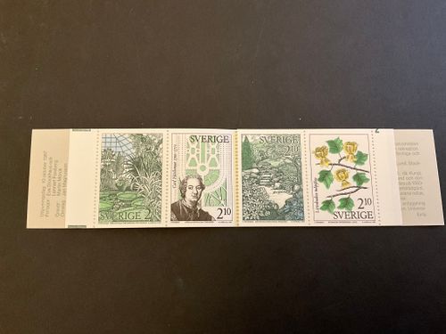 Botaniska trädgårdar postfriskt häfte med halv cylindersiffra 2