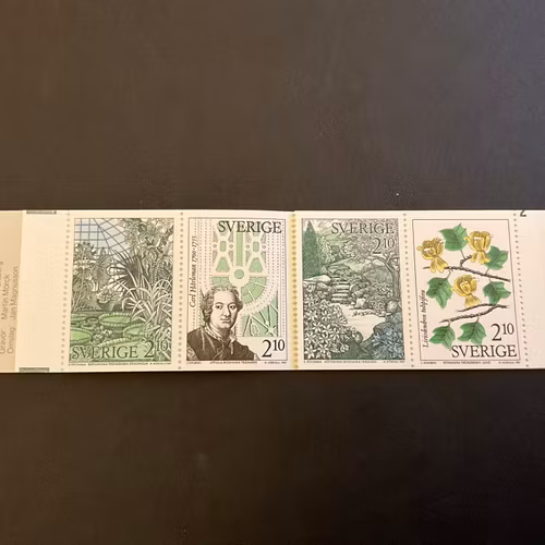 Botaniska trädgårdar postfriskt häfte med halv cylindersiffra 2