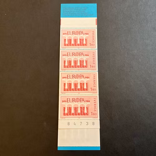 Europa 1984 postfriskt häfte med kontrollnummer