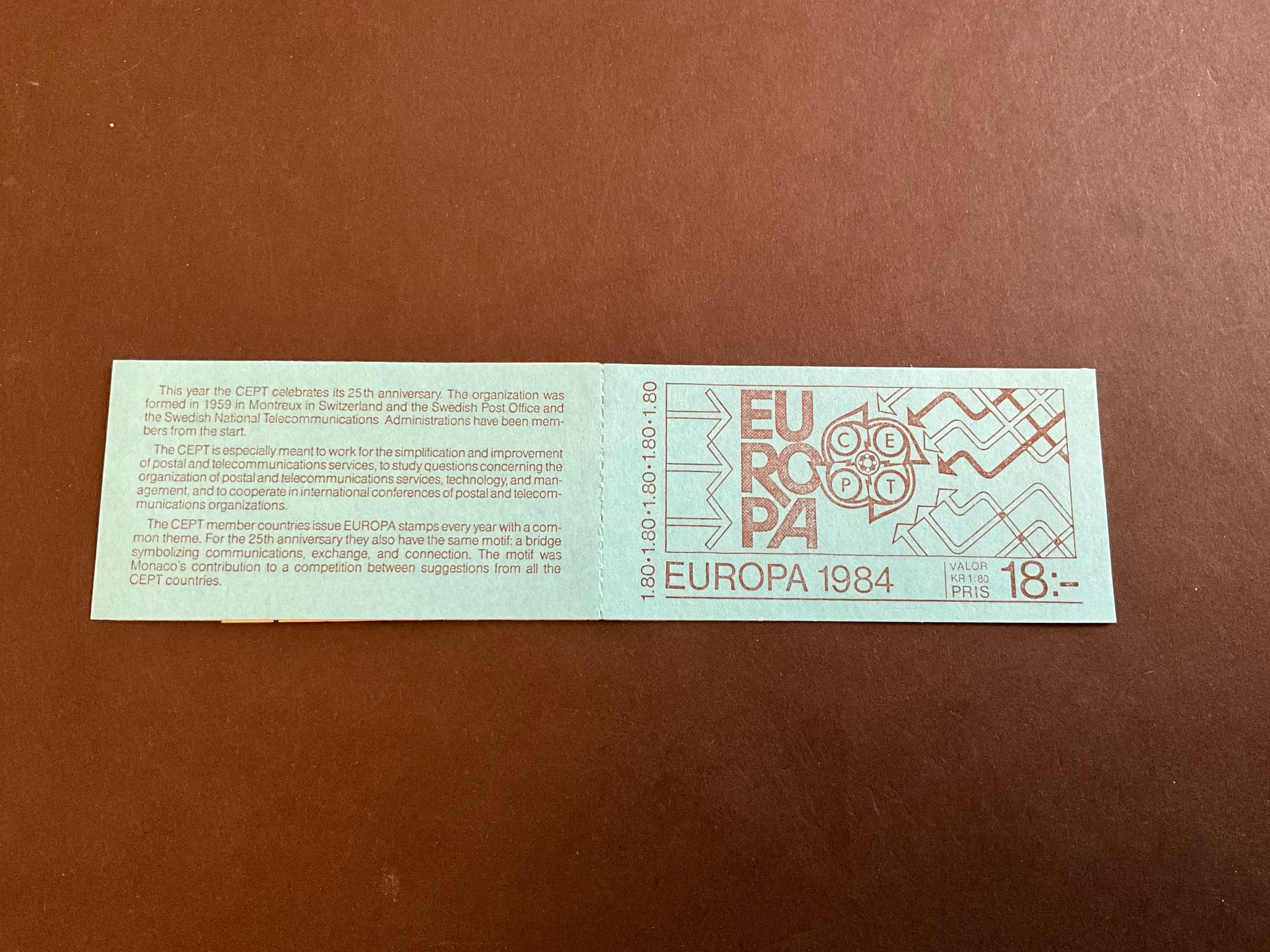 Europa 1984 postfriskt häfte