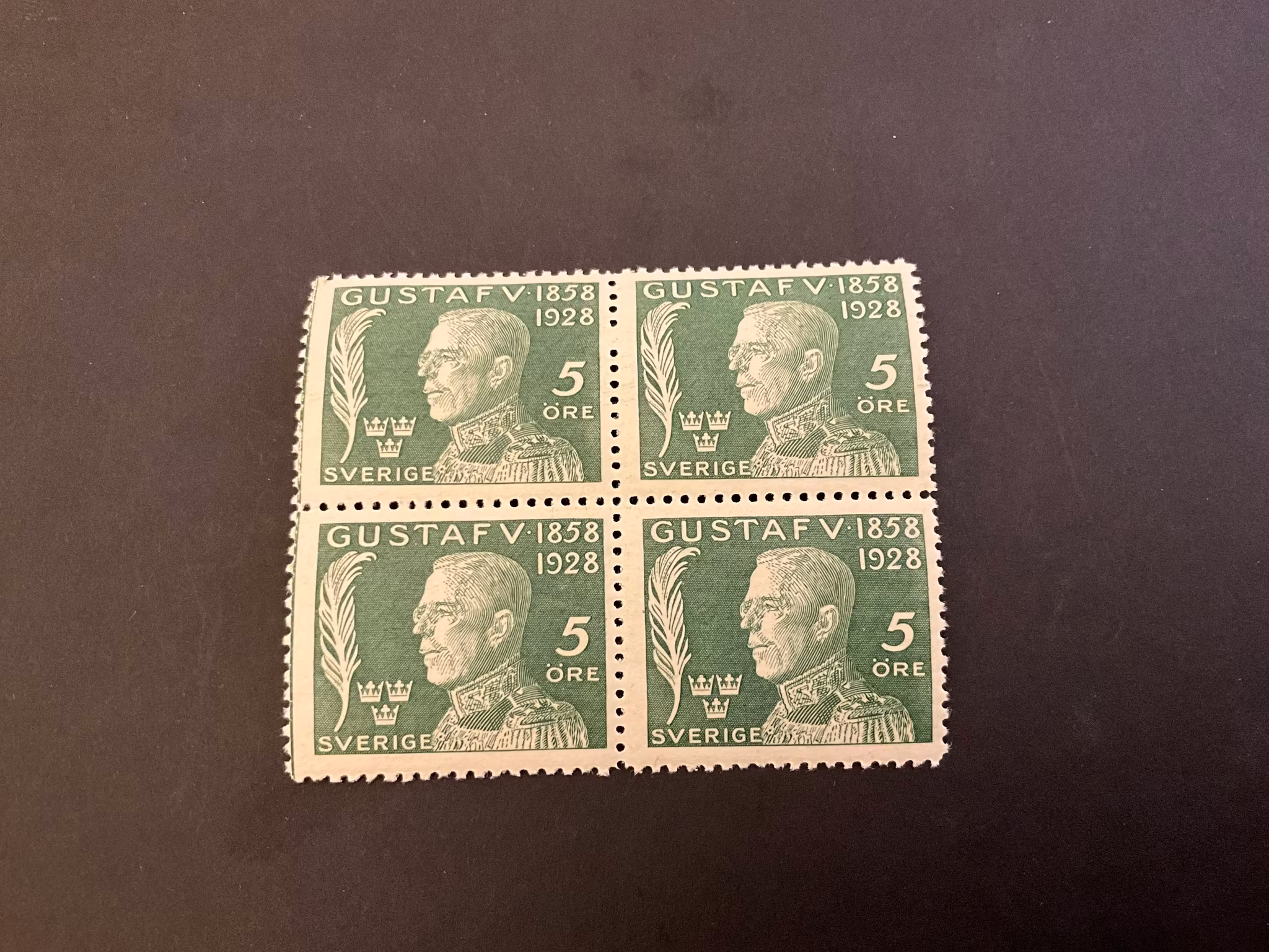 Gustaf V 70 år facit nr 226 postfriskt 4-block