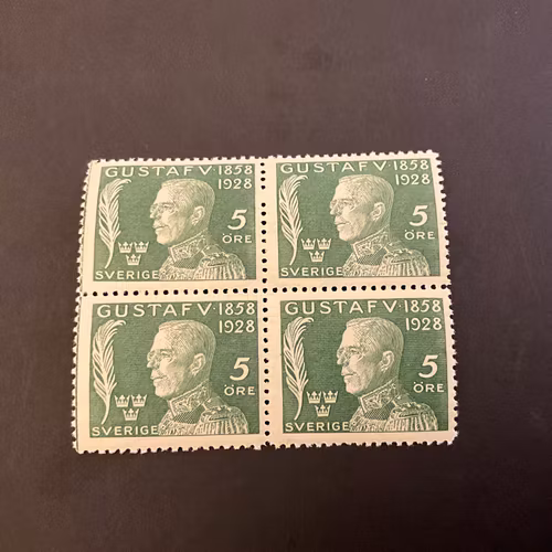 Gustaf V 70 år facit nr 226 postfriskt 4-block