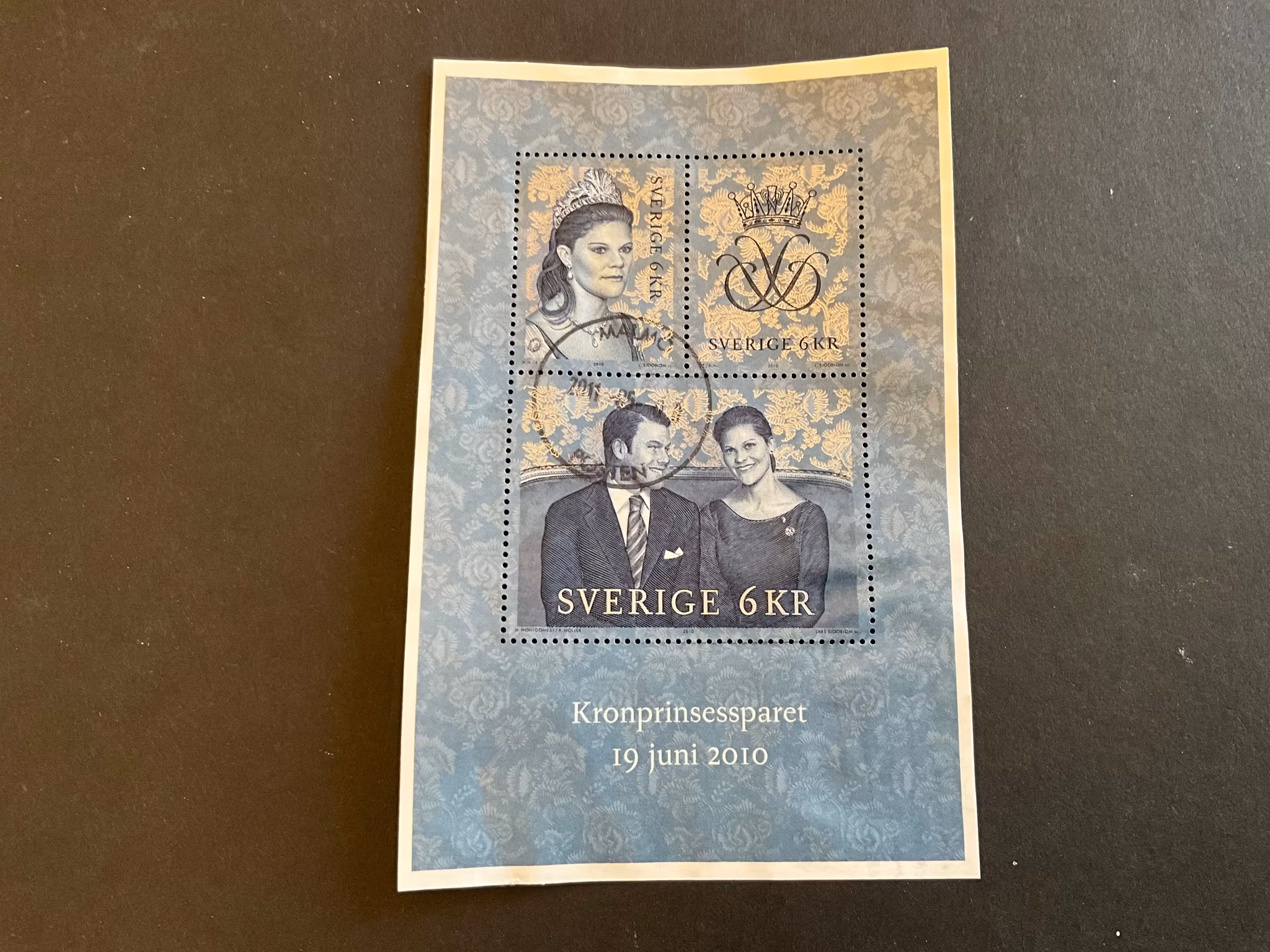 Kronprinsessparet facit nr 2781-2783 i stämplat block