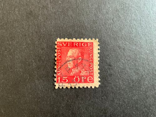 Gustaf V profil vänster facit nr 177 C med dubbelprägling i 15