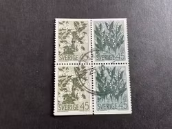 Vildblommor facit nr 629 BB och 630 BB i stämplat 4-block