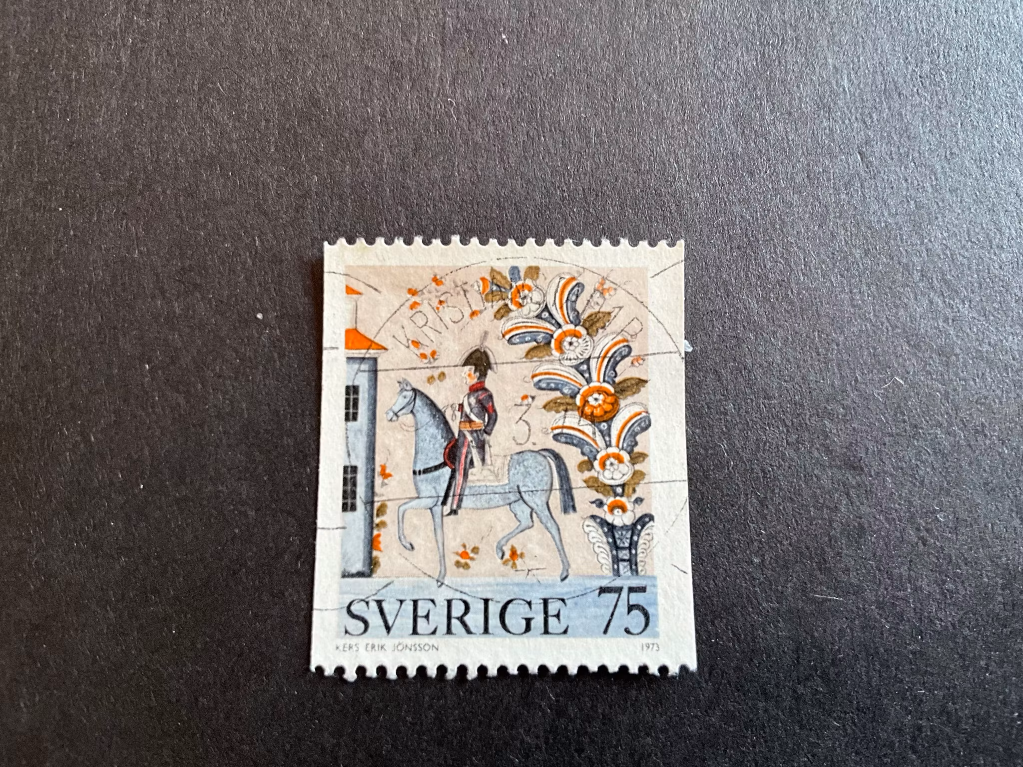 Allmogemålningar facit nr 848 lyxstämplat KRISTIANSTAD 1 P