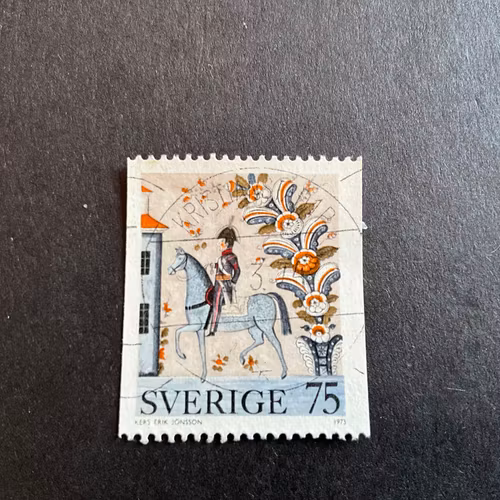 Allmogemålningar facit nr 848 lyxstämplat KRISTIANSTAD 1 P