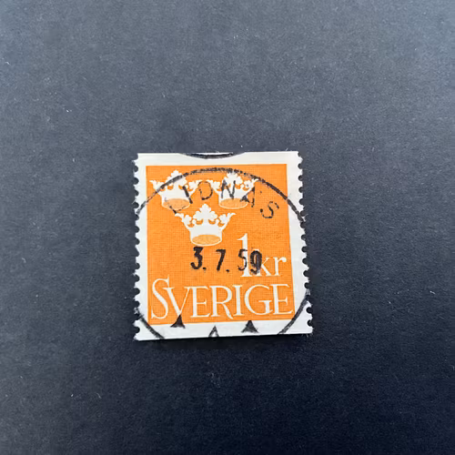 Tre kronor facit nr 294 praktstämplat, liten del av 2:a stämpel LIDNÄS