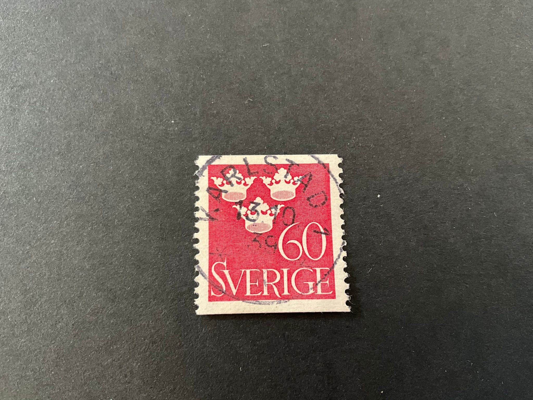 Tre kronor facit nr 286 praktstämplat KARLSTAD 1
