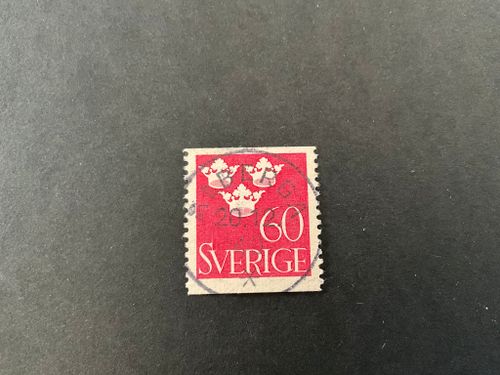 Tre kronor facit nr 286 lyxstämplat ÄLBERGA, svag stämpel