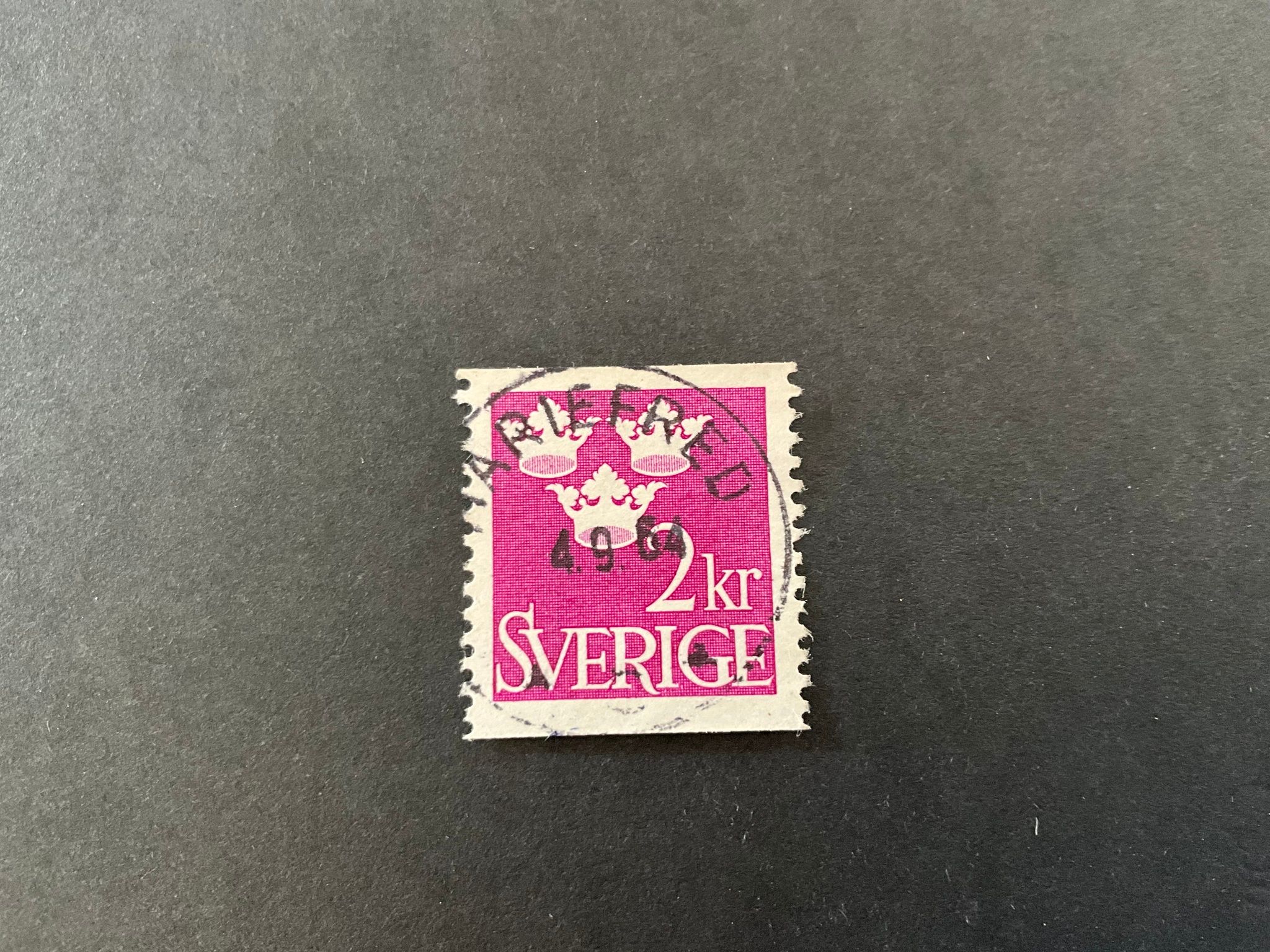 Tre kronor facit nr 308 praktstämplat MARIEFRED