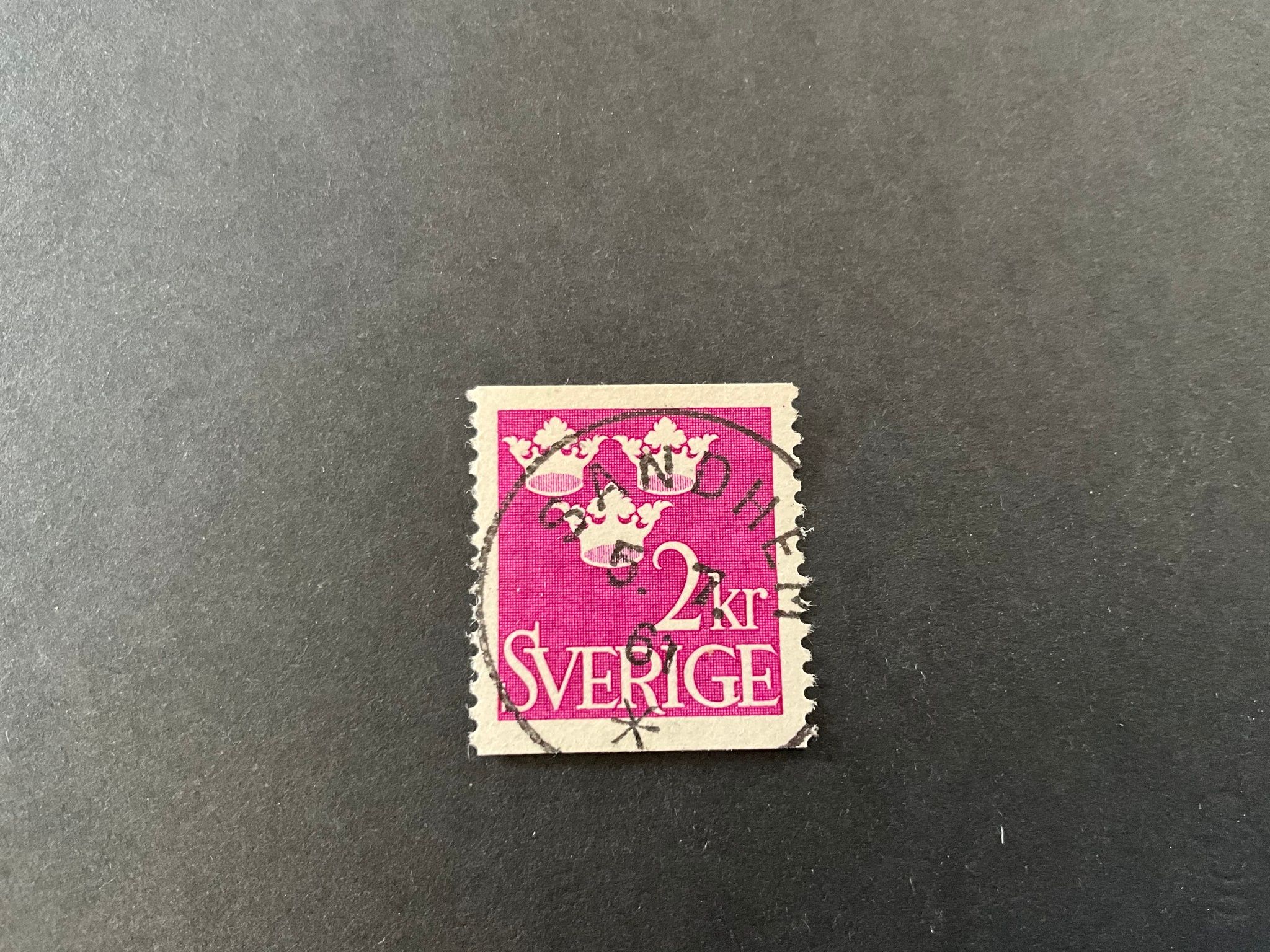 Tre kronor facit nr 308  fin stämpel SANDHEM