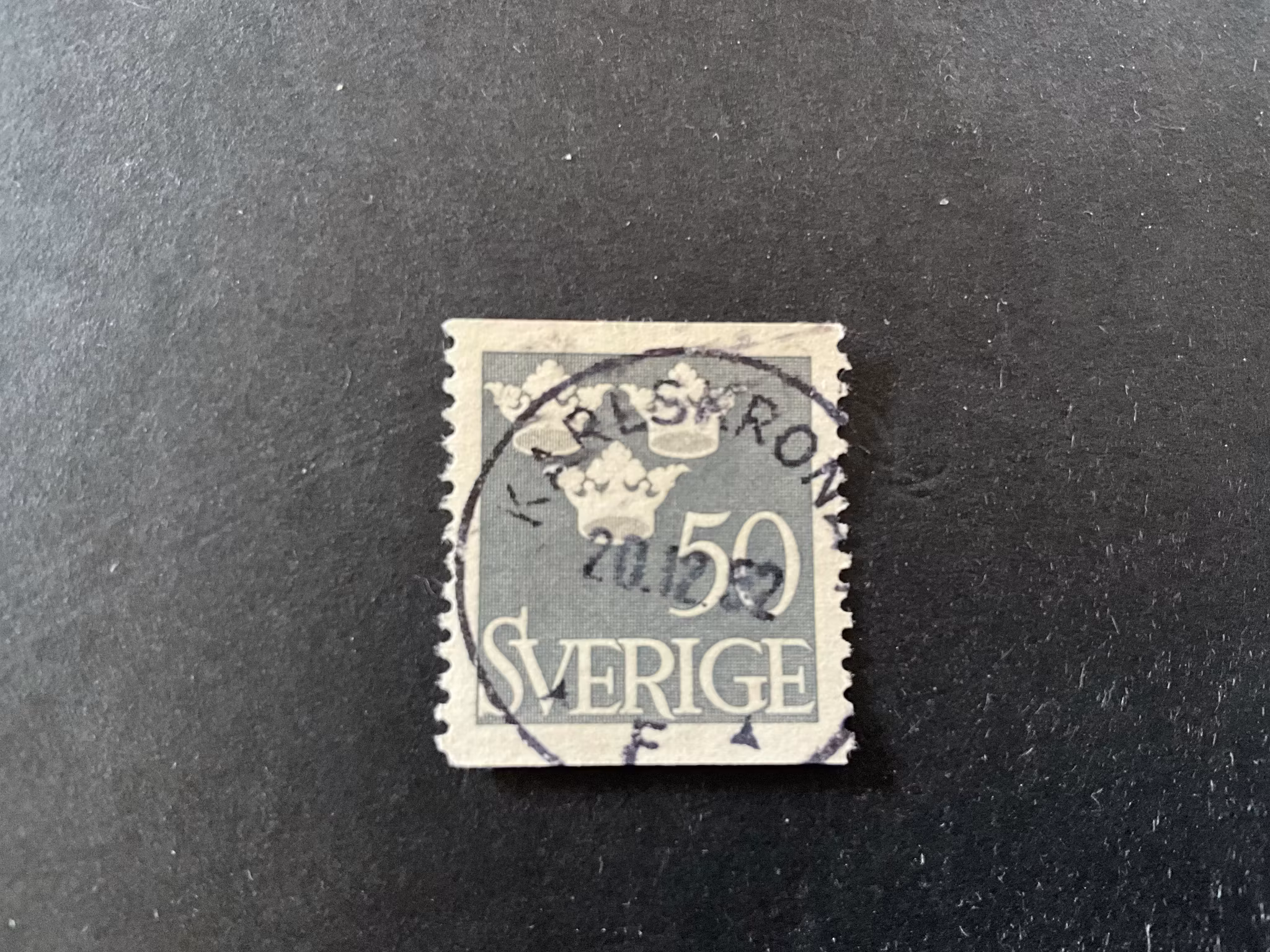 Tre kronor facit nr 284 praktstämplat KARLSKRONA