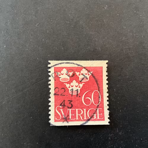 Tre kronor facit nr 286 praktstämplat ROT