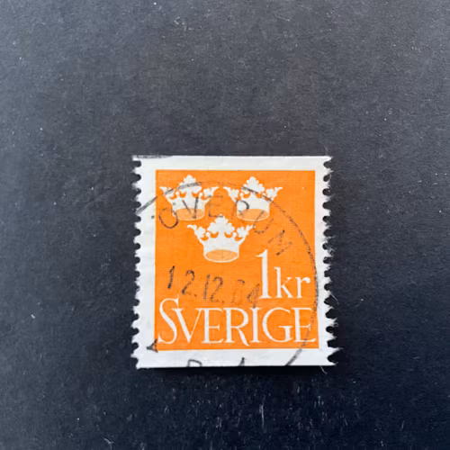 Tre kronor facit nr 294 fin stämpel ÖVERUM