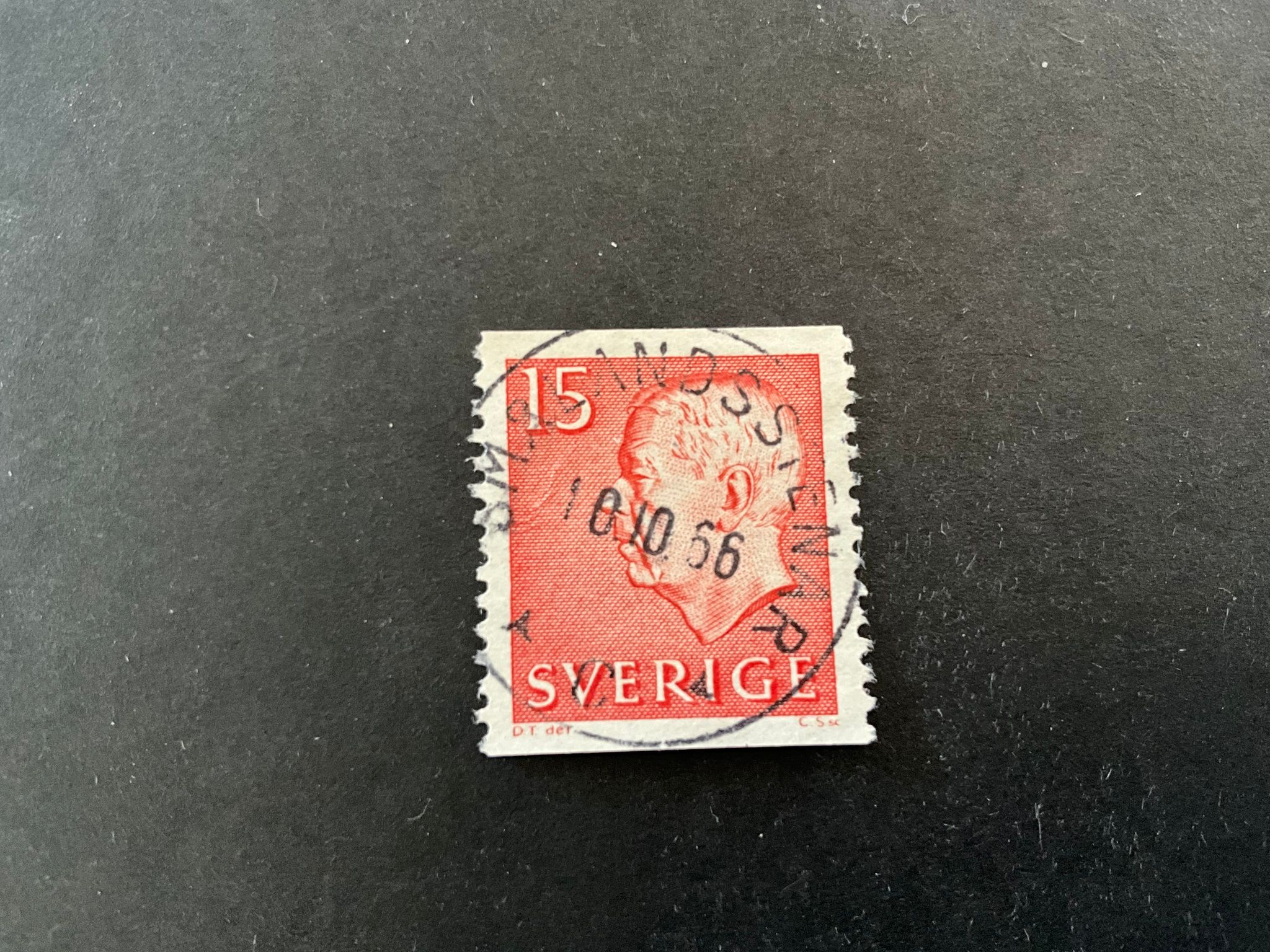 Gustaf VI Adolf typ III facit nr 418 A praktstämplat SMÅLANDSSTENAR, litet veck på framsida