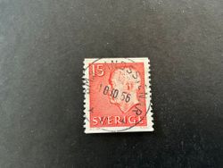 Gustaf VI Adolf typ III facit nr 418 A praktstämplat SMÅLANDSSTENAR, litet veck på framsida