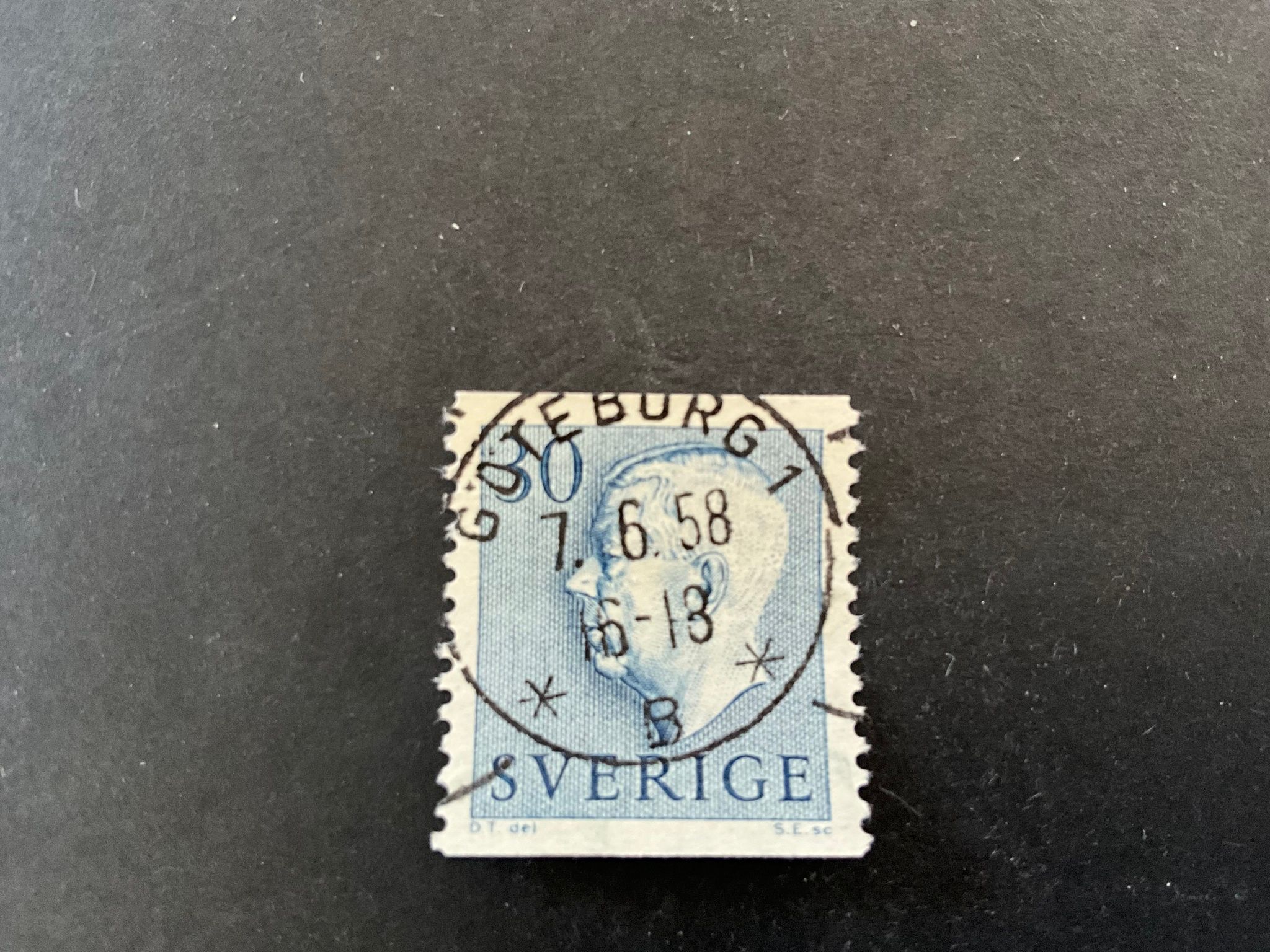 Gustaf VI Adolf typ II facit nr 416 A praktstämplat GÖTEBORG 1