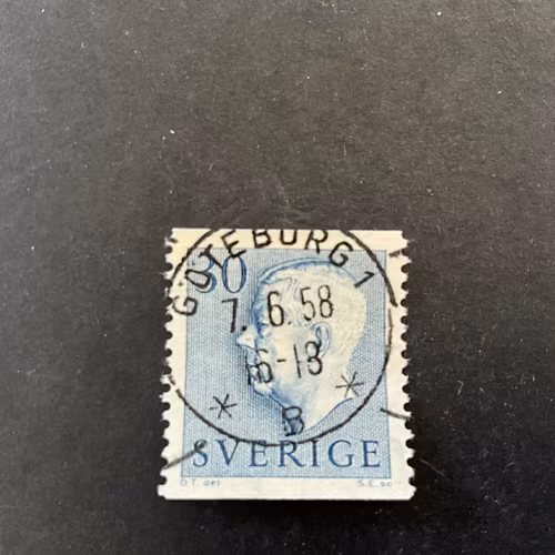 Gustaf VI Adolf typ II facit nr 416 A praktstämplat GÖTEBORG 1